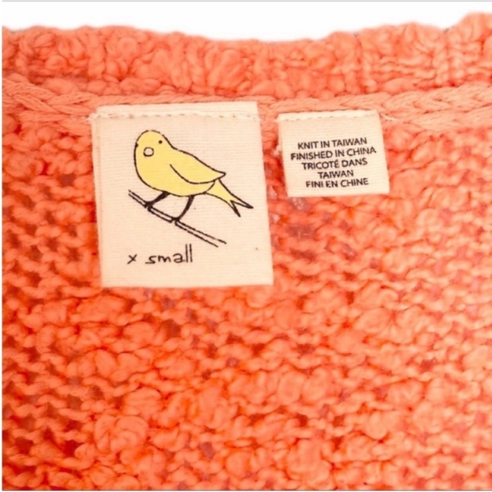 YELLOW BIRD V-neck textured sweater XS orange - Picture 4 of 6